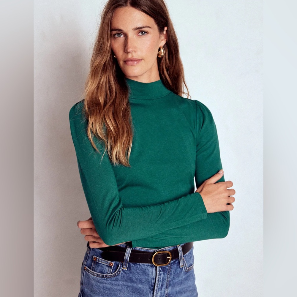 Boden Puff Shoulder Jersey Top